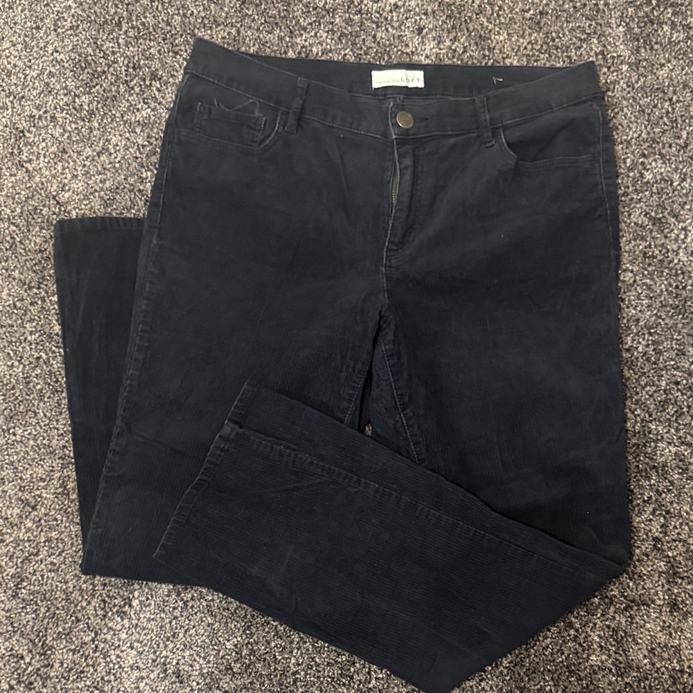 Ann Taylor LOFT Black Corduroy Straight Leg Jeans